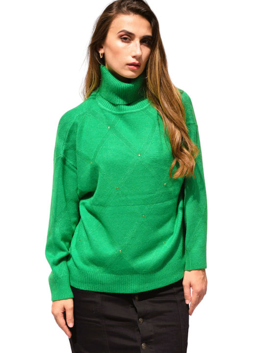 Zilan Women's Long Sleeve Sweater Turtleneck Green (code