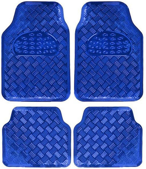 Set of Front and Rear Mats Universal 4pcs Blue