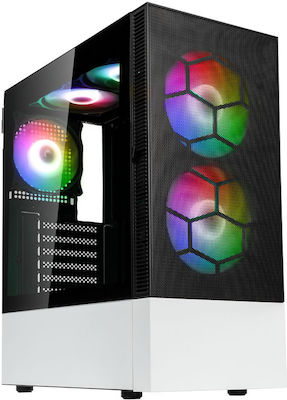 Kolink Observatory MX Mesh ARGB Gaming Midi Tower Computer Case with Window Panel Black / White