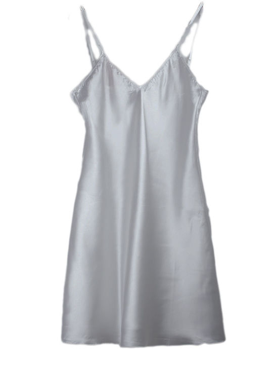 Topaki Winter Satin Women's Nightdress White