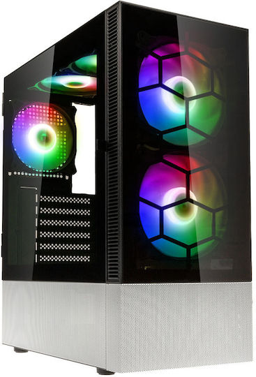 Kolink Observatory MX Glass ARGB Gaming Midi Tower Computer Case with Side Window Black / White