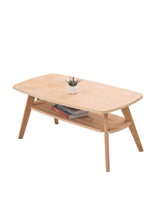 Rechteckig Couchtisch Khobi aus Massivholz Natural L100xB48xH45cm