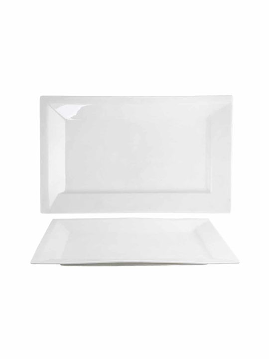 e-exoplismos Set Porcelain Rectangular Serving Tray with Handles in White Color 36x22cm 176-RP2204-14 6pcs