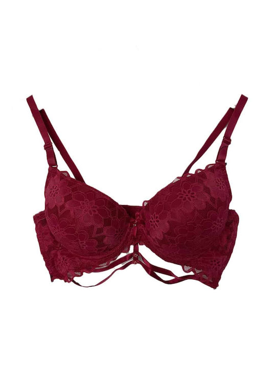 Topaki Δαντελωτό Μέτρια Bra with Light Padding Bordeaux