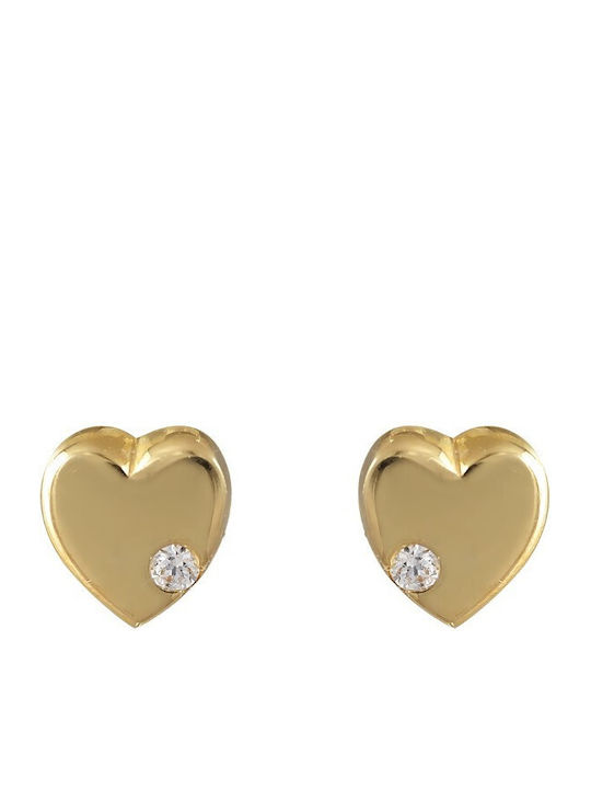 Kids Earrings Studs Hearts made of Gold