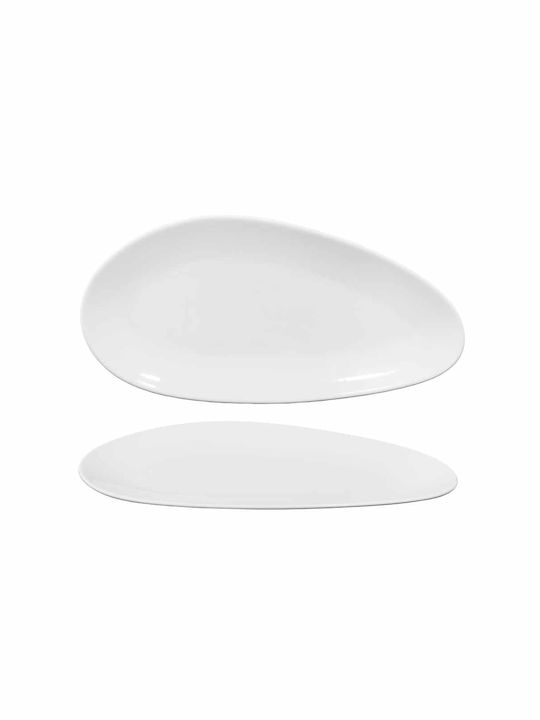 e-exoplismos Flach Servierplatte Oval aus Porzellan Weiß 36x18cm 4Stück
