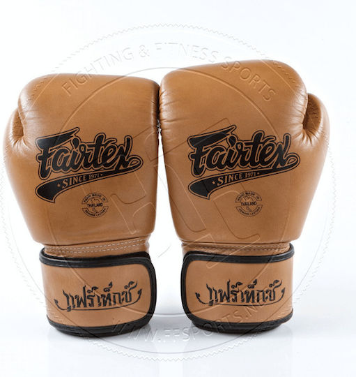 Fairtex Boxing Gloves made of Synthetic Leather for Match Brown