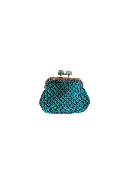 Crochet Βελονάκι Χειροποίητο Κλειδαριά Φιλί Mici Portofel pentru femei Monede Turcoaz