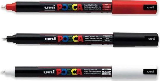 Posca Pc-1mr Μαρκαδόροι Σχεδίου Σετ 3 χρώματα
