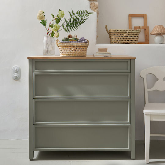 Wooden Bedroom Chest of Drawers with 4 Drawers 106x50x99.8cm
