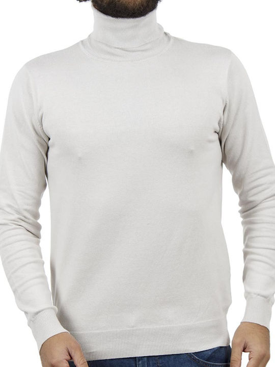 Smart & Co Herren Langarm-Pullover Rollkragen White