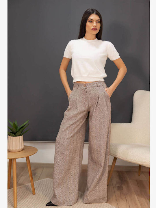 Olian Women's Fabric Trousers coffee