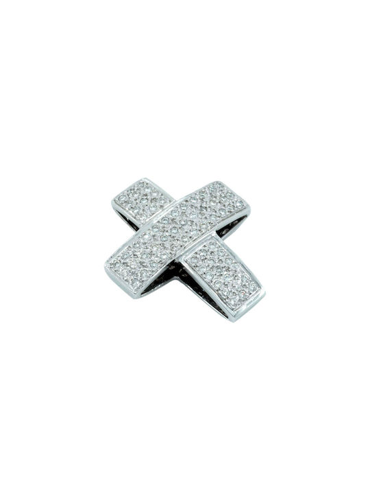 Women's White Gold Cross 18K