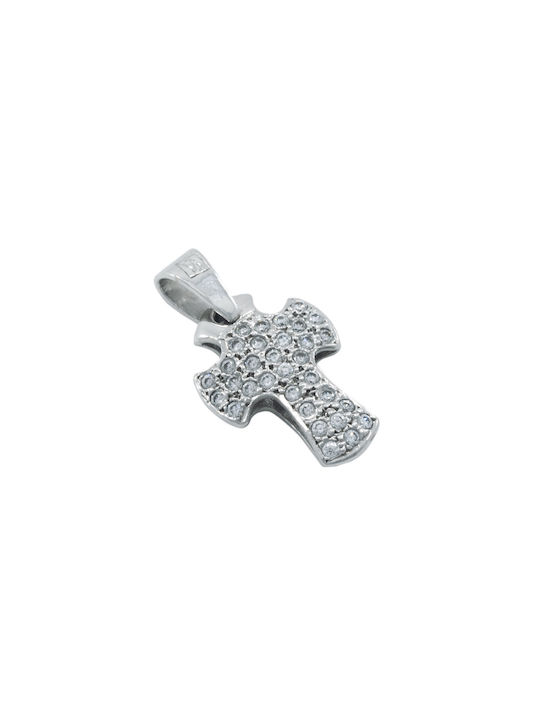 White Gold Cross 14K Double Sided