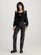 Calvin Klein Women's Cropped Hooded Cardigan BLACK