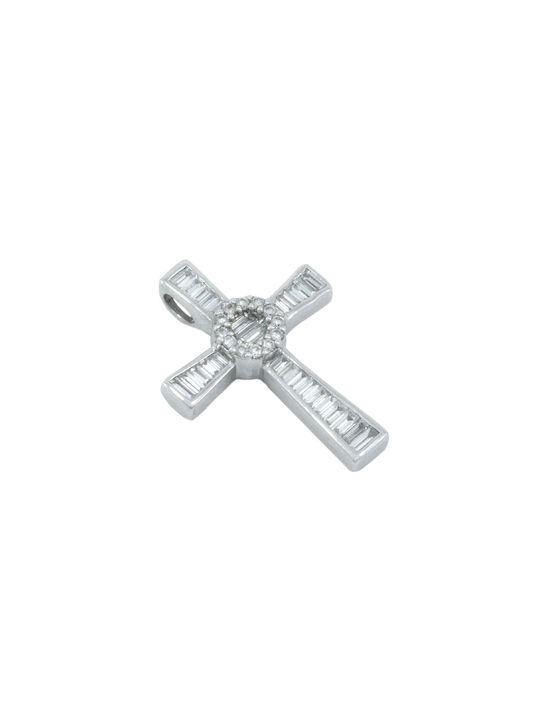 Women's White Gold Cross 18K