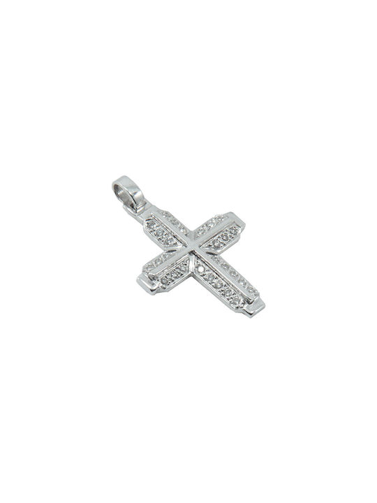 Women's White Gold Cross 18K