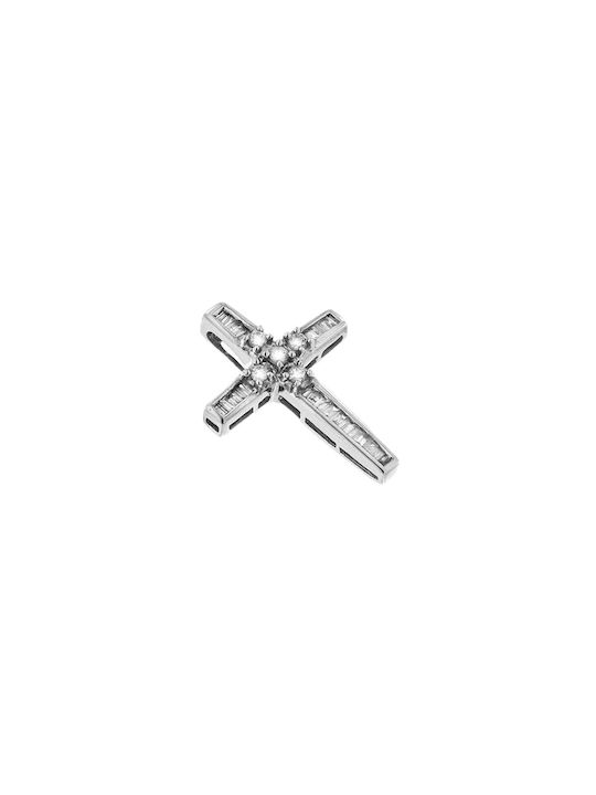 Women's White Gold Cross 18K