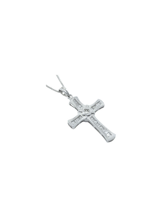 Damen Weißgold Kreuz 18K mit Kette