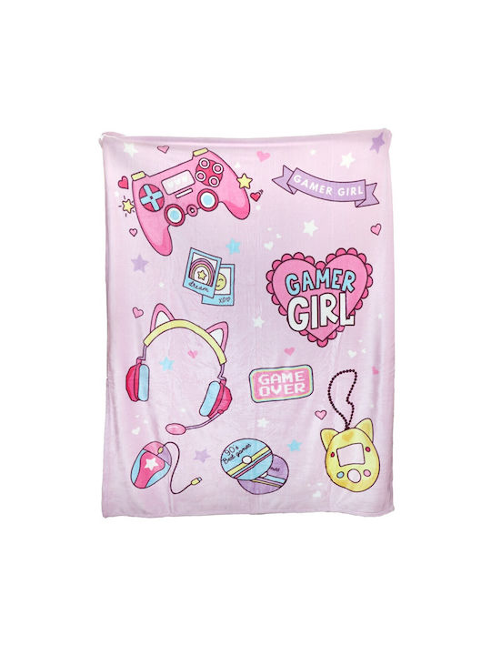 Blanket Fleece Gamer Girl Pink 130x170cm