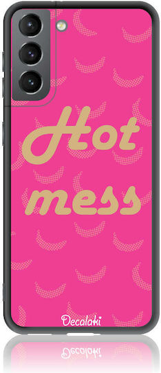 Hot Mess Umschlag Rückseite Gehärtetes Glas / Silikon Rosa (Galaxy S21 5G)