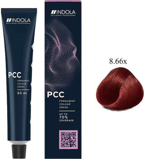 Indola Profession Βαφή Μαλλιών 8.66x Ξανθό Ανοιχτό Πολύ Έντονο Κόκκινο 60ml