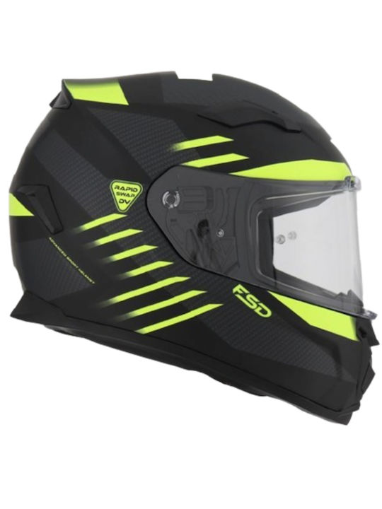 Faseed 820 Alien Black/Yellow Matt Κράνος Μηχανής Full Face