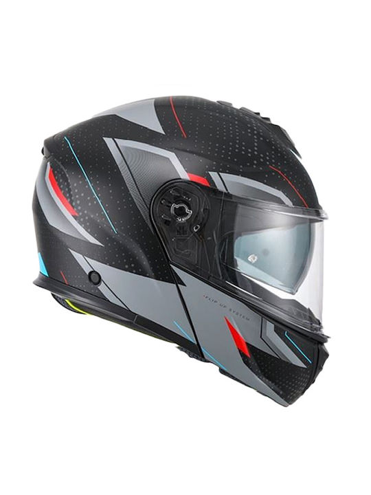Faseed 917 Red/Grey Κράνος Μηχανής Flip-Up με S...