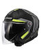 LS2 Infinity II Focus Matt Black H-vis Жълт Каска За Мотор Джет ECE 22.06 1400гр с Sunvisor