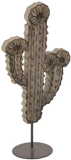 Inart Decorative Cactus made of Wooden Beige 19x10x38cm 1pcs