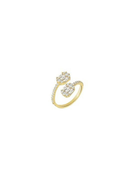 Laura P. Jewels Women's Gold Plated Silver Ring with Zircon