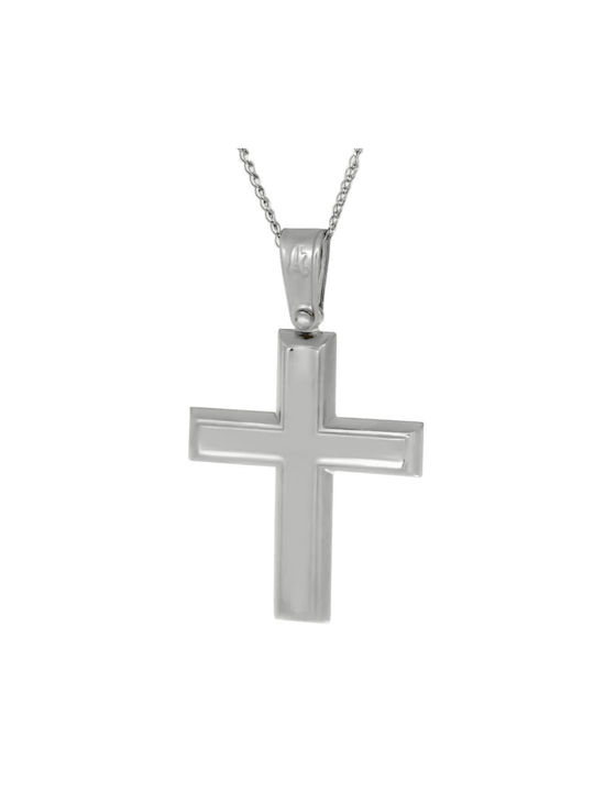 Katsigiannis Men's White Gold Cross 14K with Chain