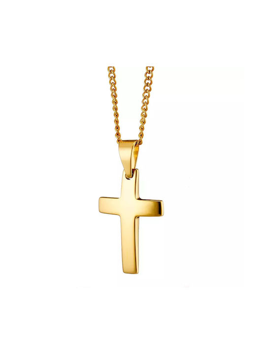 Oxzen Men's Cross from Gold Plated Steel with C...