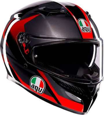 AGV K3 MPLK Striga Black/Grey/Red Motorradhelm Volles Gesicht ECE 22.06 1500gr