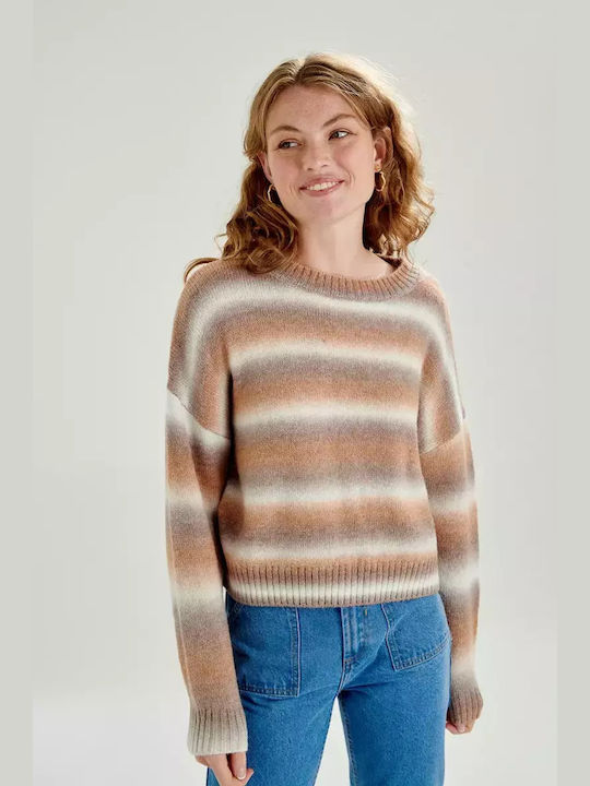 24 Colours Damen Langarm Pullover Wolle Brown