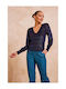 Enzzo Women's Blouse Long Sleeve Blue