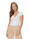 Guess W Ss Women's Summer Blouse Cotton Short Sleeve White.