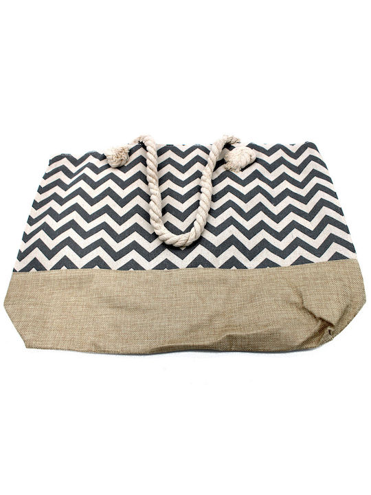 Beach Bag Beige with Stripes