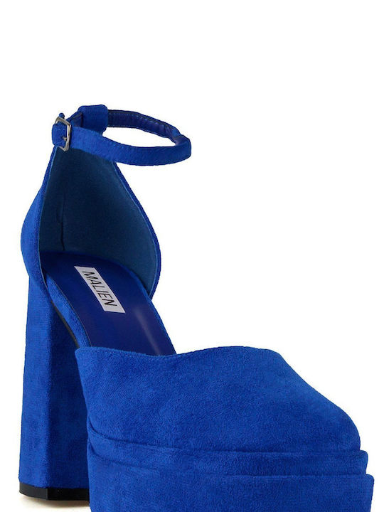 Silia D Suede Blue Heels with Strap