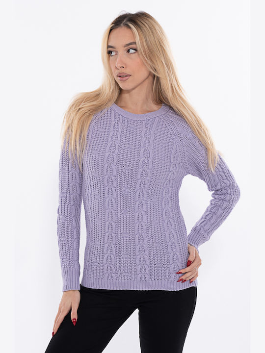 Korinas Fashion Damen Langarm Pullover Flieder