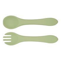 Baby Cloud Baby Set of Spoon and Fork from Silicone Green 2 Pieces