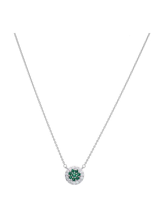 U.S. Polo Assn. Halskette Rosette aus Stahl mit Zirkon Grün