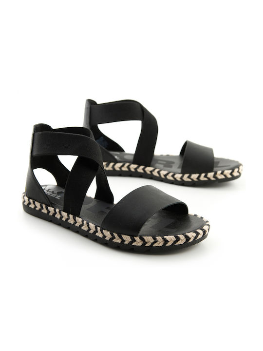 Sorel Ella Ii Leather Women's Flat Sandals in Black Color