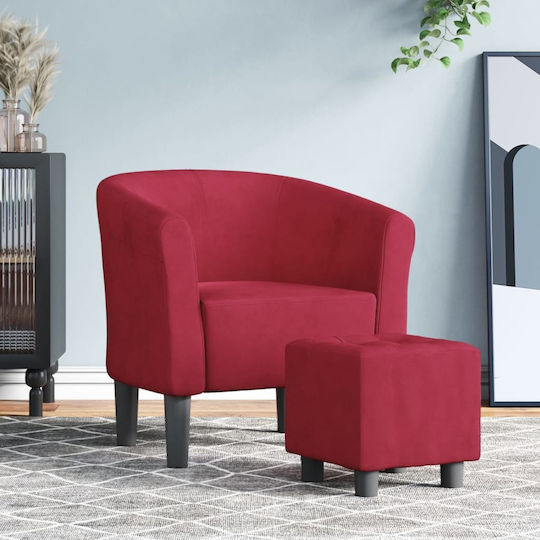 Armchair with Footstool Barrel 46.5x46.5x45cm Bordeaux Armchair with Footstool Barrel 46.5x46.5x45cm Bordeaux