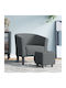 Barrel Armchair with Footstool Dark Grey 70x56x68cm