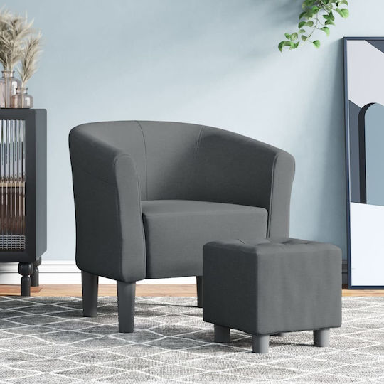 Barrel Armchair with Footstool Dark Grey 70x56x68cm