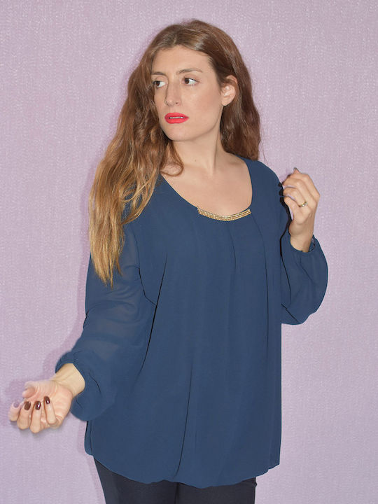 Raiden Women's Blouse Long Sleeve Blue