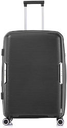 RCM Large Travel Suitcase Hard Black with 4 Wheels Height 75cm