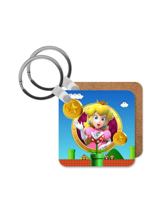 Koupakoupa Keychain Princess Peach Toadstool Wooden Blue