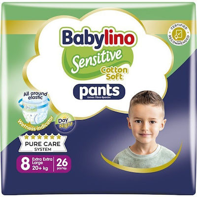 Babylino Sensitive Cotton Soft Πάνες Βρακάκι No. 8 για 20+kg 26τμχ